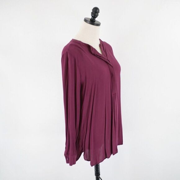 Gap Purple Medium The Tunic‎ Shirt Blouse Long Sleeve 1/2 Button Front - Picture 6 of 10